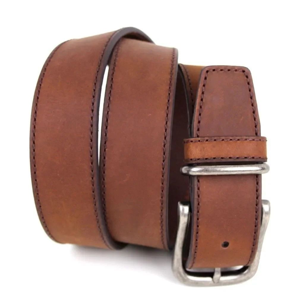 ALESBURY BROWN GENUINE LEATHER 1.5"WdโCASUAL DRESS MEN'S BELT Sz 44/110โ(I11